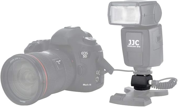 JJC Standard Hot Shoe Adapter with Extra PC sync Connection Port & 3.5mm Mini Phone Connection Port for Connecting Cameras to Additional Off-Camera Flash, Studio Light / Strobes or Other Accessories
