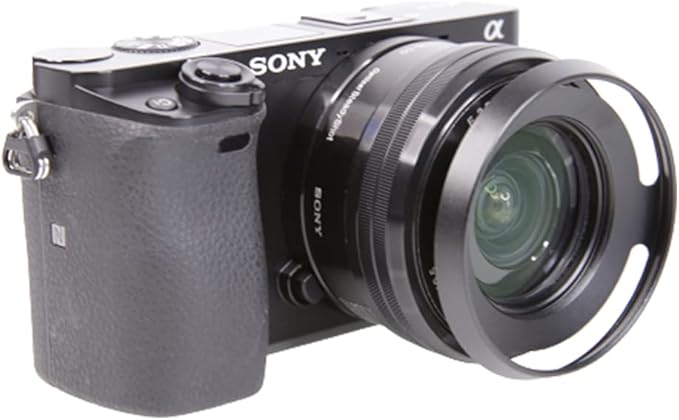 40.5 mm Metal Lens Hood Dedicated Lens Hood Shade Protector Vented Hood Compatible with Sony Alpha a6600 A6400 A6300 A6000 with 16-50mm Lens/Nikon 1 Nikkor 10-30mm Lens (Black)