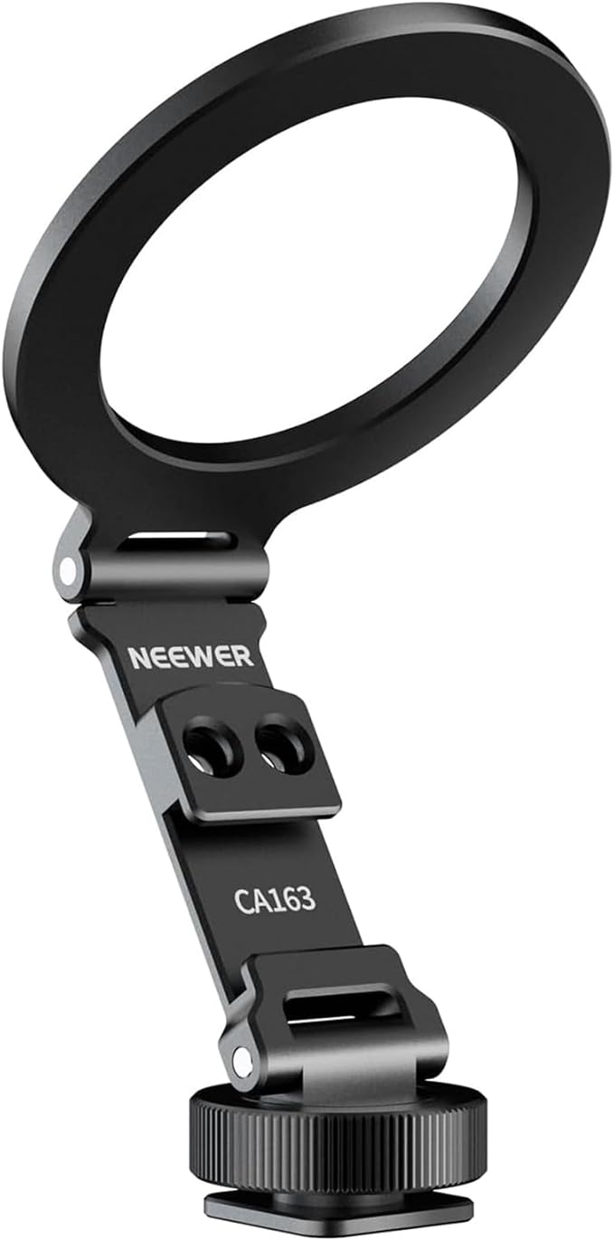 NEEWER Magnetic Tripod Phone Mount Cold Shoe Adapter, Aluminum Compact Lightweight Portable Phone Holder Attachment for Camera, Compatible with MagSafe iPhone Samsung Android Video Recording, CA163
