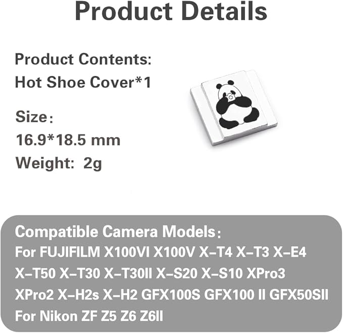 Camera Metal Hot Shoe Cover Protector Cap Cute Button Compatible for Fujifilm X100VI X100V X-M5 X-T4 X-T3 for Nikon ZF Z5 Z6 Z6II (Aluminum Alloy-Hot Shoe Cover)