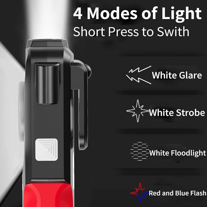 BY-J Car Flashlights for Emergencies, Window Breaker Seatbelt Cutter Multifunction LED Work Light, 4 Modes Bright COB Rechargeable Inspection Light for Car Repair, Household, Camping