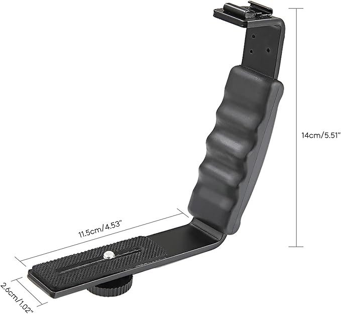 Camera Stabilizer Handle Grip Mounting Extension L-Bracket with Cold Shoe 1/4'' Adapter for Mobile 3 Extension L Bracket