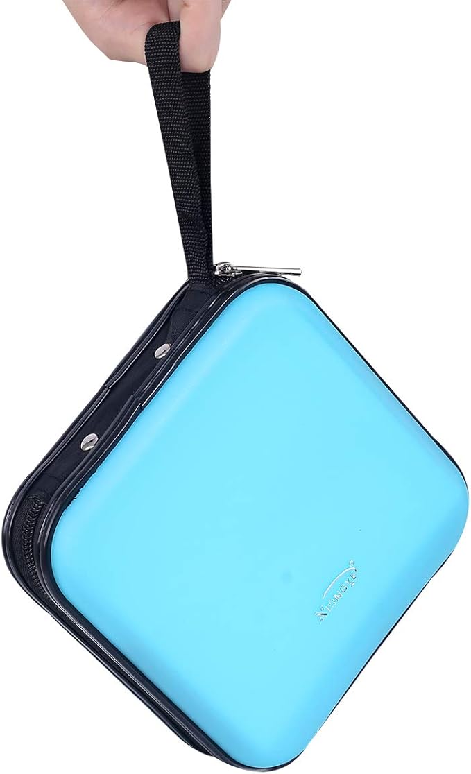 CD DVD Wallet, 32 Capacity Heavy Duty, DVD CD Case Holder for Car,Portable DVD/VCD Storage Disk, Hard Shell Sturdy case, Car CD Disk Holder,Booklet, Blu-ray Wallet (32 Capacity,Skyblue)