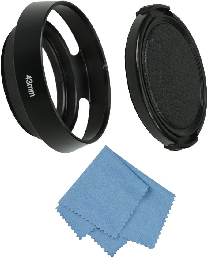 SIOTI 43mm Lens Hood, Oxidation Matte Anti Reflective Treatment, Aluminum Alloy, with 1 * 52mm Lens Cap, Compatible with Sony/Canon/Nikon/Fuji etc >40mm Camera Lens