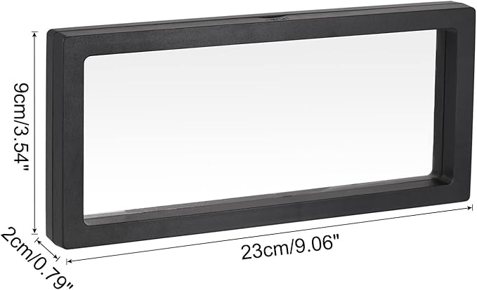 MECCANIXITY Floating Frame Display Holder Stand 3D Jewelry Display Box 9.06 x 3.54 x 0.79 inch Black for Ring Necklace Bracelet Earring Pack of 2