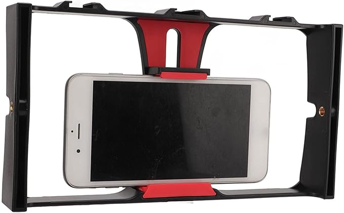 Smartphone Video Cage Rig,Smartphone Video Rig,Filmmaking Case,Filming Accessories Movie Making Mount Equipment,ABS Portable Handheld Smartphone Video Rig for Livestreaming Vlog(Red), Smartphone