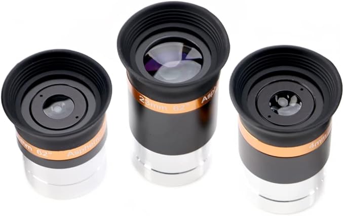Starboosa Wide Angle Aspheric Eyepiece Set - 1.25 inch - Upgraded with Soft Eyecup [4mm, 10mm, 23mm]