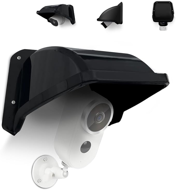 Universal Security Camera Covers Shield Sun Rain, Waterproof Protective Roof for Bullet, Dome Cameras, ABS Plastic Shade Cover (Black)