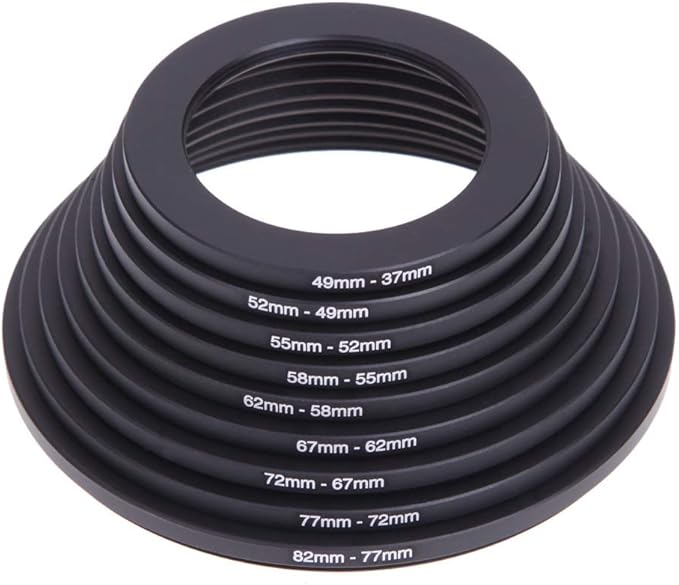 18Pcs 67-82mm Metal Step Up Down Filter Ring Adapter Set Compatible with Digital SLR Camera Lens Accessories