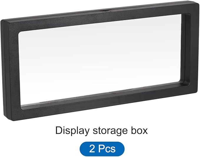 MECCANIXITY Floating Frame Display Holder Stand 3D Jewelry Display Box 9.06 x 3.54 x 0.79 inch Black for Ring Necklace Bracelet Earring Pack of 2