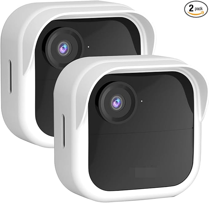 Silicone Case Cover for All-New Blink Outdoor 4 (4th Gen) - Weatherproof Protective Skin Cover with Hat Brim for All-New Blink Outdoor 4 & 2K Smart Security Camera (White, 2 Pack)
