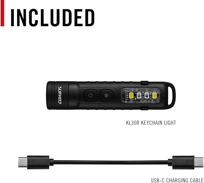 Coast KL30R 500 Lumen Rechargeable LED Pocket Flashlight with UV Light