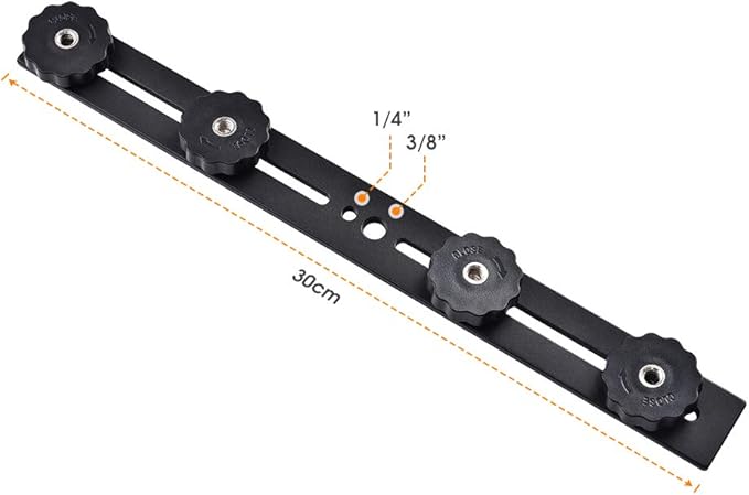 UTEBIT 11 inch Flash Bracket, Long Dual Camera Mount Flash Bracket Extension Bar with 1/4“ Hot Shoe, Straight Flash Brackets 1/4- 3/8 Thread Hole Tripod Mount for Camera/LED Light/Microphone