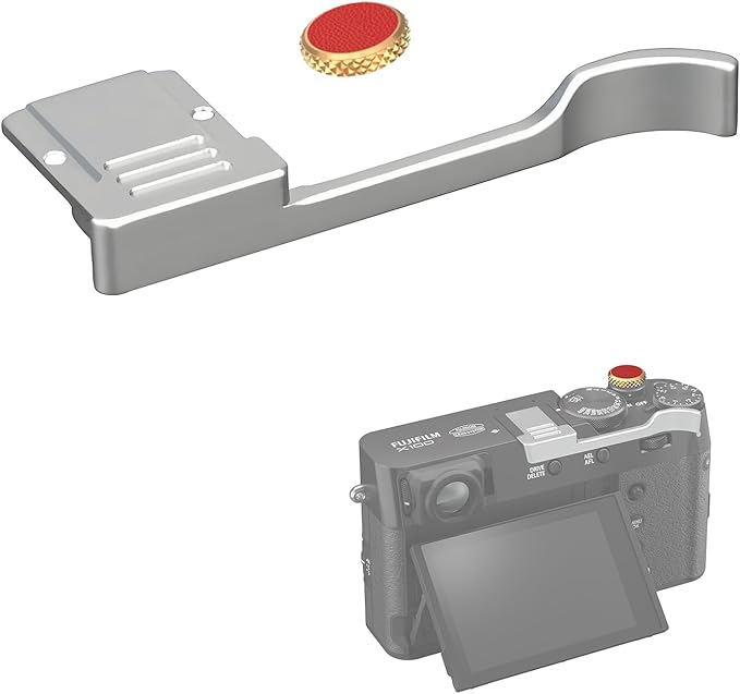 X100VI /X100V Metal Thumb Up Grip for Fuji Fujifilm X100VI X100V X100FCamera Hot Shoe Thumb Hand Grip Accessories (Silvery)