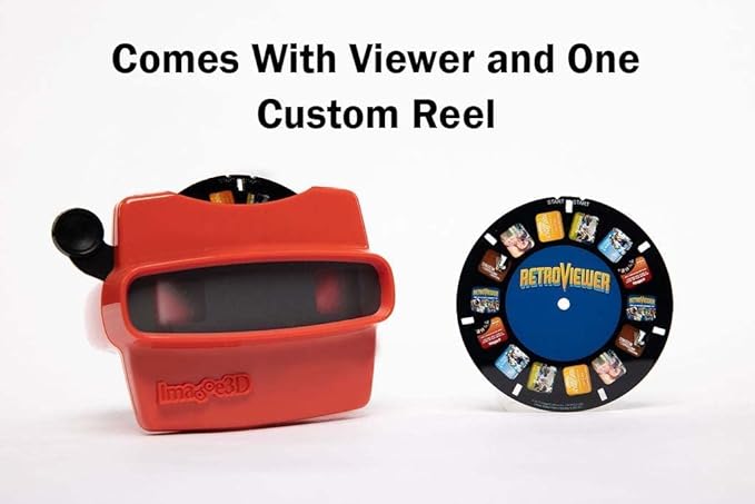 Custom Viewfinder Reel Plus RetroViewer - for Kids, & Adults, Classic Toys, Slide Viewer, Retro, Vintage, May Work in Old Toys (Red)