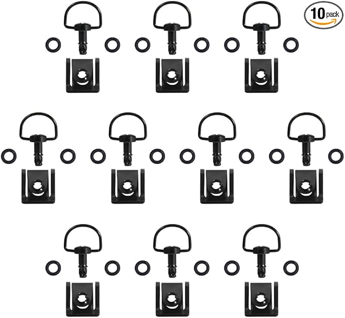 Motorcycle Race Fasteners Quick Release D-Ring 1/4 Turn Race Fasteners Clip Style Type C (Dark Black (Black Clips), 17mm)