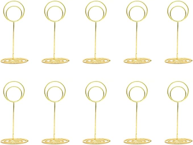 10 Pack 4.7 inch Table Number Place Card Holders, Picture Holder Photo Holder Clips, Memo Note Photo Stand. (Gold, 5 inchs)