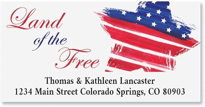 Colorful Images Patriotic Star Return Address Mailing Labels, Personalized in The USA with Names & Addresses, Set of 144 Self Adhesive, Easy Peel Flat Label Sheets, 1¼” x 1⅛”, 1 Design