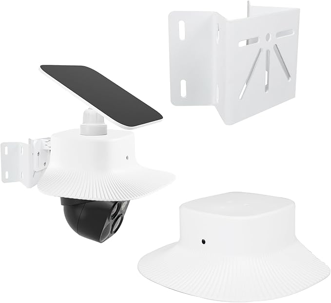 Camera Corner Mount and Rain Cover Compatible with Eufy Security Solocam S340, Stainless Steel Wall Bracket Achieve a Wider View Range 270°, Sun Rain Shade Weatherproof Anti Glare Cover for Outdoor