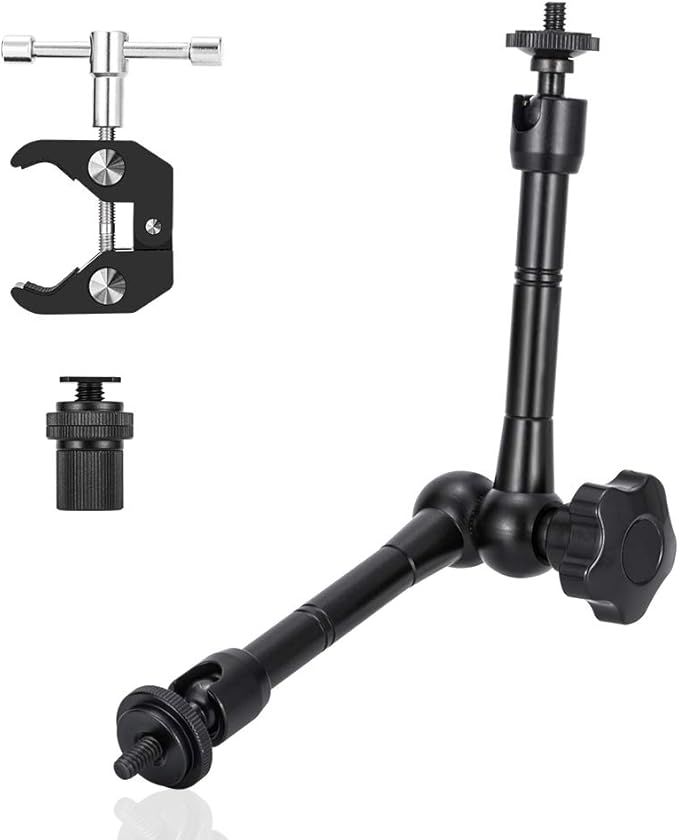 11" Articulating Magic Friction Arm with Large Super Crab Clamp Mount Clip Pliers for DSLR Camera Monitor LED Light