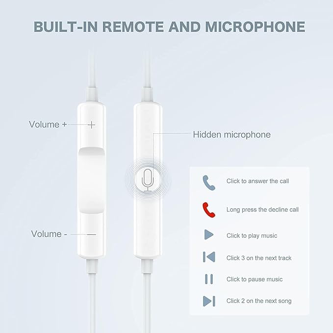 2 Pack USB C Headphones for iPhone 17 16 15 Pro Max 16e, Wired Earphones Type C Earbuds, USBC Ear Buds with Mic Volume Control HiFi Stereo Noise Cancelling for iPhone 17 16 15 Plus