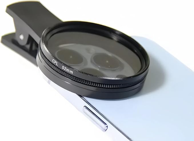 52mm Clip-on CPL Lens Filter, CPL Filter for iPhone 15 14 13 Samsung Xiaomi Google Pixel and Other Smart Phones