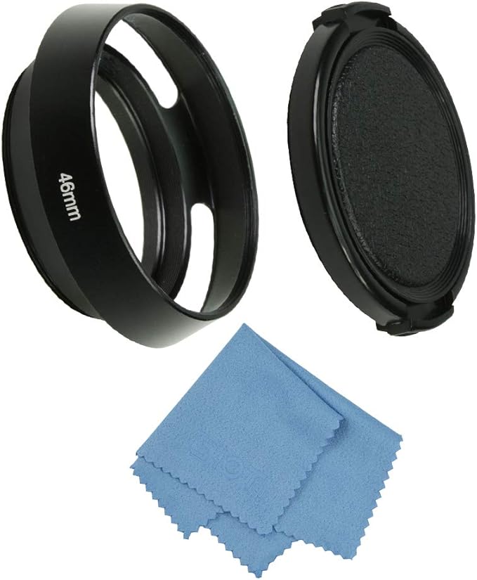 SIOTI 46mm Lens Hood, Oxidation Matte Anti Reflective Treatment, Aluminum Alloy, with 1 * 52mm Lens Cap, Compatible with Sony/Canon/Nikon/Fuji etc >40mm Camera Lens