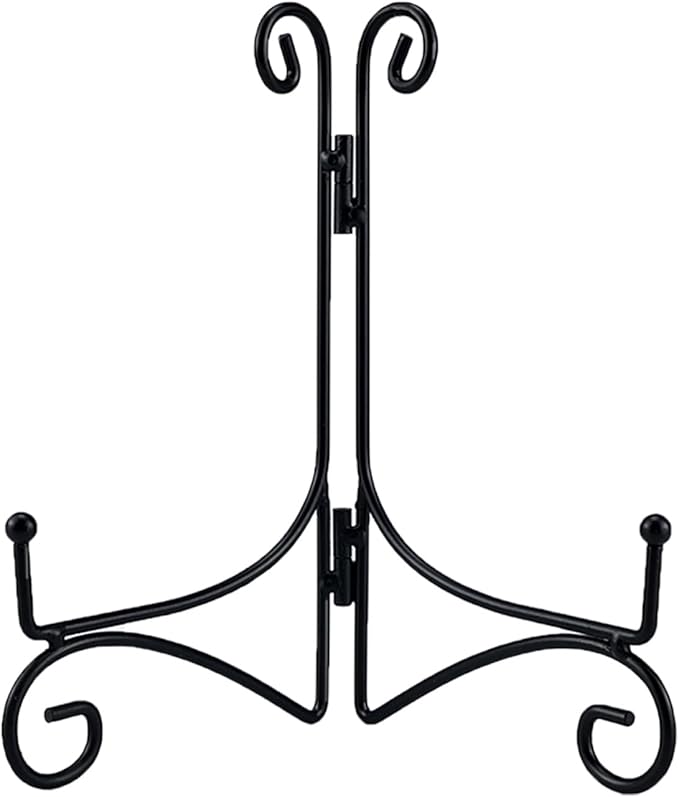 SVENJBB Black Metal Plate Stand, 12 Inch Display Holder, Small Plate Display Stand for Cookbook, Picture Frame, Photo, Decorative Items (1 Pack)