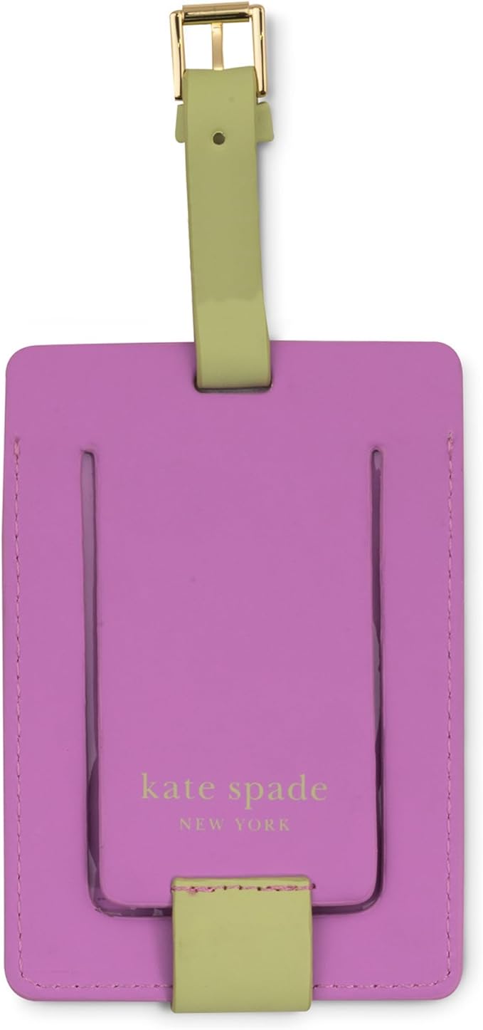 Kate Spade New York Leatherette Luggage Tag with Secure Strap, Colorful Suitcase Identifier for Travel, Monogram Bag Tag ID (B) (Pack of 2)