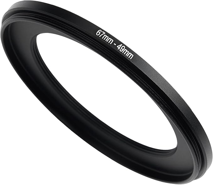 67mm to 49mm Step Up Ring Filter Adapter Applicable to All Brands of UV ND CPL Filter (67mm-49mm)