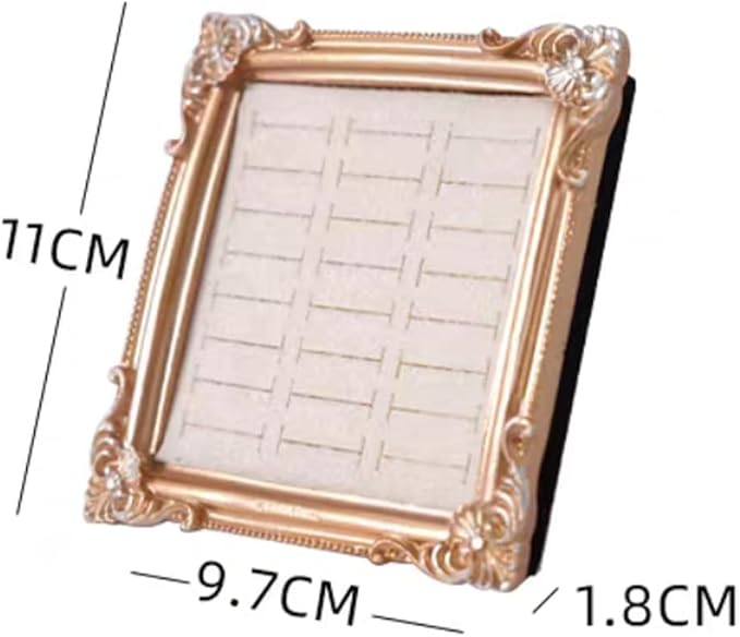 Jewelry Display Stand Vintage Ring Holder Box Earring Tray Retro Picture Frame Style Ring OrganizerJewelry Frame with Velvet
