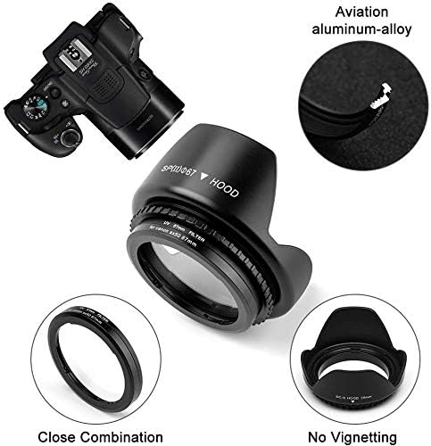 67mm Metal Filter Adapter Ring for Canon PowerShot SX30 IS/SX40 HS/SX50 HS SX70HS Digital Camera Replacement Canon FA-DC67A Filter Adapter Tulip Flower Lens Hood UV Filter