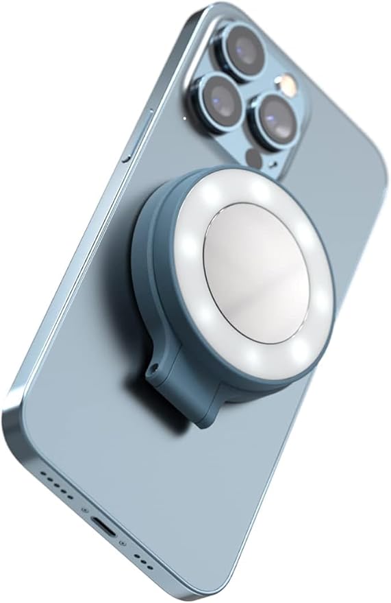 ShiftCam SnapPocket Light - LED Selfie Ring Light with Four Brightness Settings and Built in Battery - Magnetic Mount Snaps on to Any Phone - Flippable Design