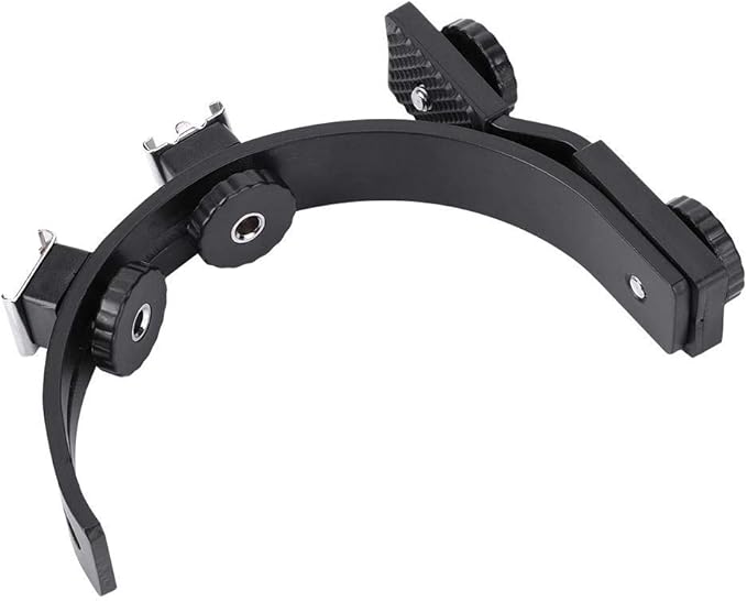 C-Shape Dual Hot Shoes Flash Lamp Mount Holder Bracket for DV Cameras Camcorders DSLR Cameras