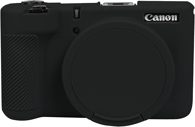 EASY HOOD V1 Case, Silicone Camera Cover with Removable Lens Cover, Soft Protector Lightweight Carrying Body Skin for Canon PowerShot V1 Digital Camera - Black