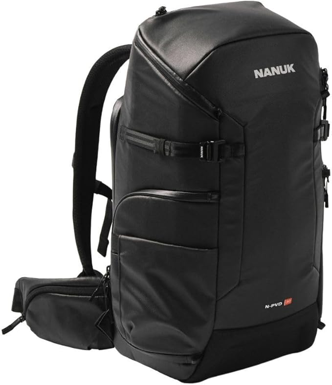 NANUK N-PVD 30L Camera Backpack – Water-Repellent with Rain Cover, Fits 2 Cameras, Drone, Tripod & 16" Laptop Compartment, Carry-On Approved – For Photographers, Travel & Hiking – Black
