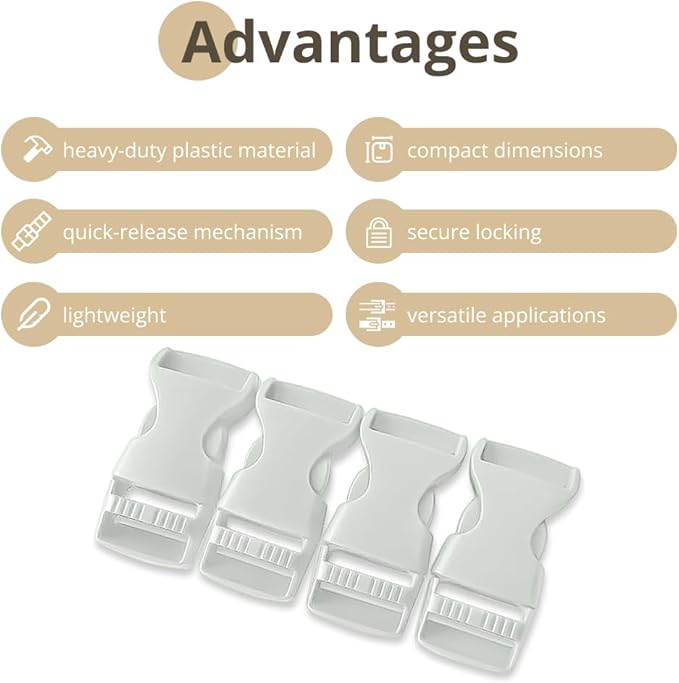 Buckles for Straps Set of 4 Pcs Plastic Buckle Clip Quick Side Release Plastic Fastener