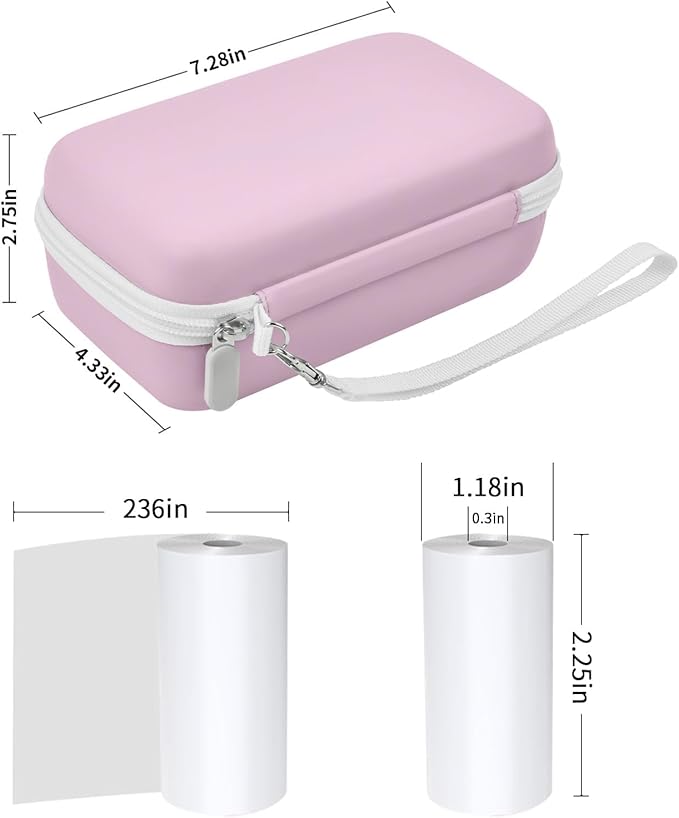 Grapsa Kids Instant Print Camera Case and 3 Rolls Instant Camera Refill Print Paper -Pink