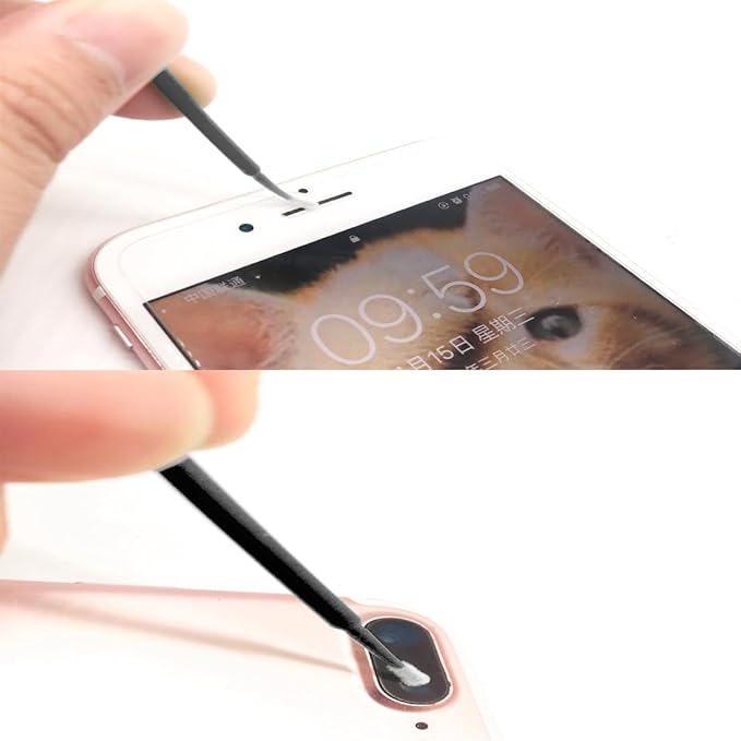 100 Pack Phone Charge Port Cleaning Tool kit,Bendable Mini Soft Round Brushes Cleaner Compatible with iPhone 11 Pro Speaker Tablet Camera Laptop Computer Smartphone, Black