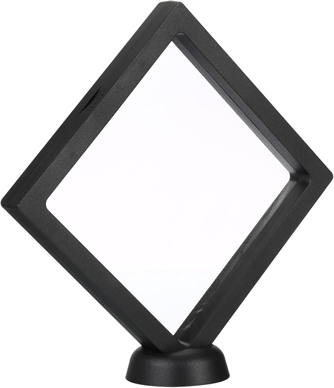 PATIKIL 5.5" x 5.5" 3D Floating Display Case, Coin Display Floating Frame Holder with Stand Base for Jewelry Specimens Medallion, Black