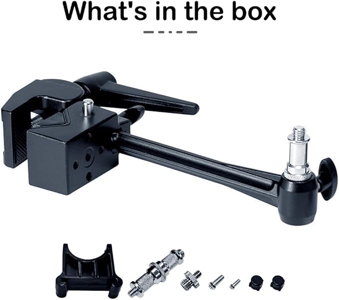 Super Clamp 6 Inch Extension Arm for Round Pipe Flat Surface,for Photography Studio Camera And Video Lighting Mounting,Multi-Function Studio Clip Mount (1 x Super Clamp & 1 x Extension Arm)