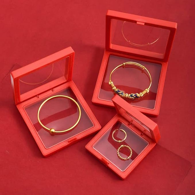 12PCS 3D Floating Frame Display Stand, Jewelry Box, Gift Box, Ornament Organizer, Small Travel Jewelry Box, PE Film Anti-Oxidation, Suspended Display Box Stackable (2.75*2.75，Type 3)