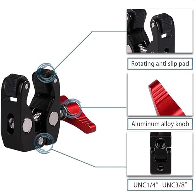 Professional Super Clamp Camera Mount 360 Degree Ballhead Magics Arm for DSLR LED Lights Monitors Camera Clamp Mount