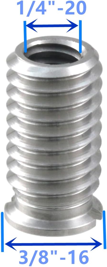 Stainless Steel 1/4"-20 Female to 3/8"-16 Male Convert Screw Adapter 4 Pieces 18mm Height