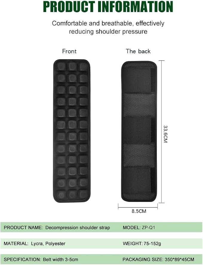 Anti-Gravity Shoulder Pad Cushion, Universal Bag Strap Comfort Pad with 30% Stress Reduction, Black,2pcs