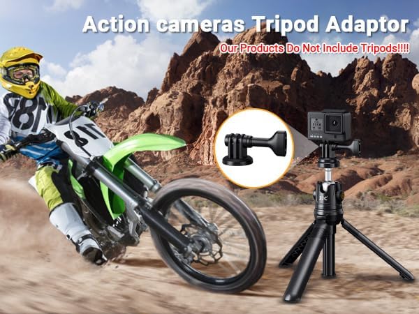 Action Camera Tripod Adaptor with 1/4"-20 Hole for Osmo Action 5 Pro 4 3 Tripod Mount Adapter Selfie Stick Monopod for GoPro Hero 13 12 11 10, Ace Pro 2 and Other Action Cameras Travel Vlogging
