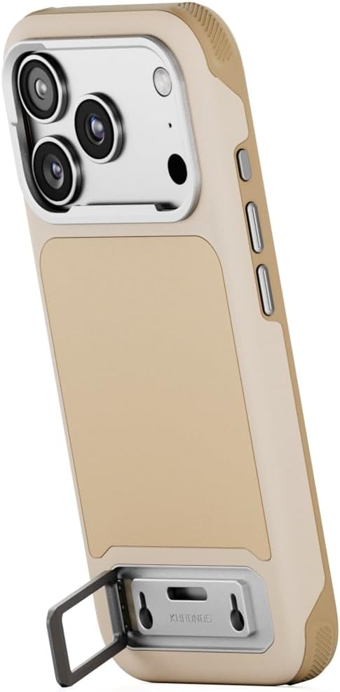 Tilta Khronos Lite Case Compatible with iPhone 17 Pro – Champagne | Lightweight Mobile Cage | Kickstand Support | Magnetic Accessory Mounts | Metal Lens Frame Protection | Professional Smartphone Rig