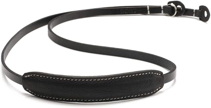 CANPIS CP005 Leather Camera Neck Shoulder Strap with Movable Pad compatible with Sony Leica Canon Fujifilm Olympus Panasonic Camera (Color: Black, Length 108cm)