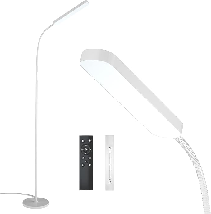 Floor Lamps, 15w/1000lm Bright LED Floor Lamp with Stepless Adjustable 3000K-6000K Colors and Dimmer, Remote and Touch Control Reading Lamp, Adjustable Floor Lamp for Living Room