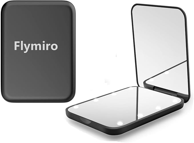 Compact Mirror, 1x/3x Magnification Mini Mirror for Purse, Pocket, Handheld, Stocking Stuffers, Travel Makeup, 2-Sided Foldable, Small Mirror with Led Lights